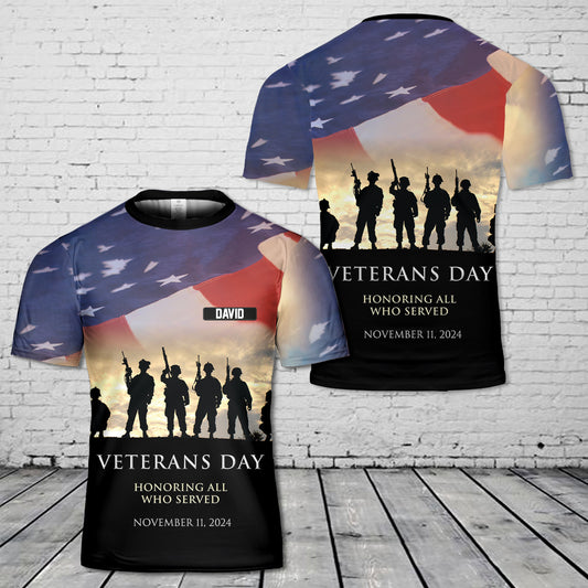 Custom Name US Veterans Day 3D T-Shirt