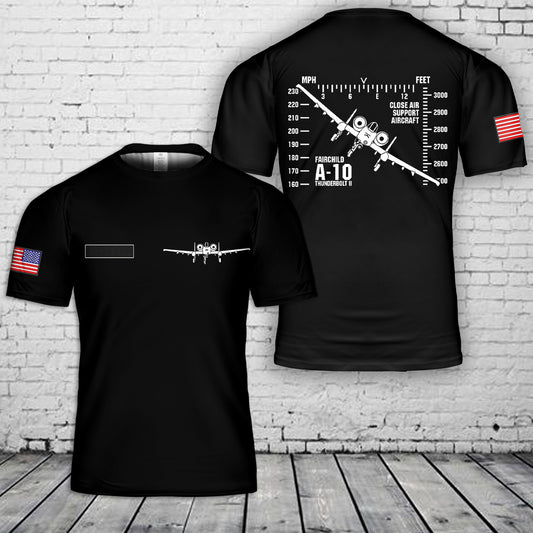 Custom Name US Fairchild Republic A-10 Thunderbolt II T-Shirt 3D