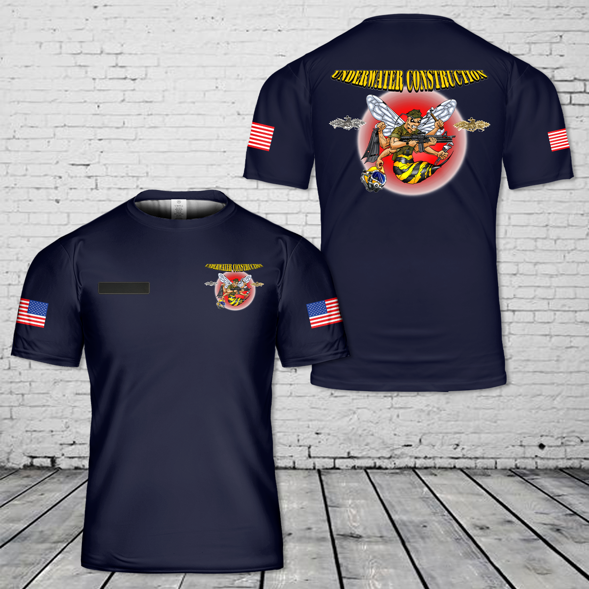 Custom Name Underwater Constriction Seabee T-Shirt 3D