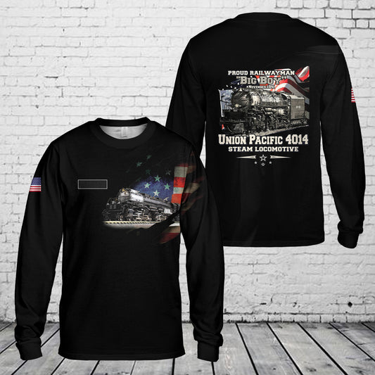 Custom Name Union Pacific Steam Locomotive 4014 BIG BOY AOP Long Sleeve Shirt