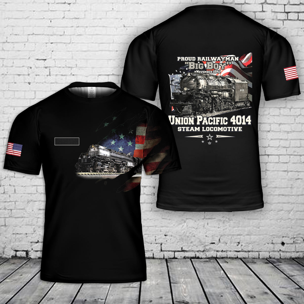 Custom Name Union Pacific Steam Locomotive 4014 BIG BOY T-Shirt 3D