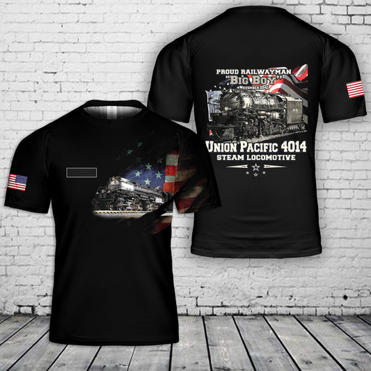 Custom Name Union Pacific Steam Locomotive 4014 BIG BOY T-Shirt 3D
