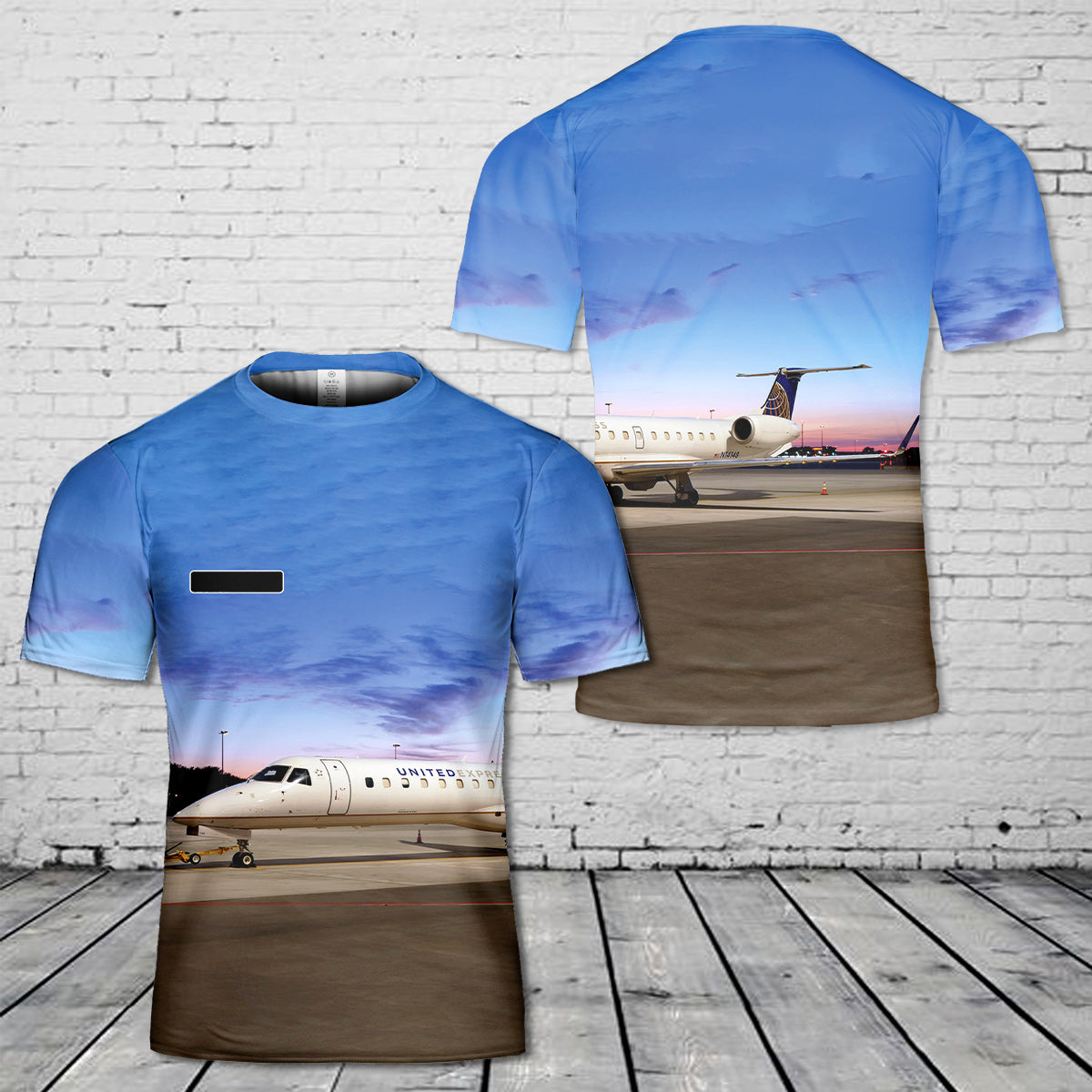 Custom Name United Express Embraer ERJ-145XR T-Shirt 3D