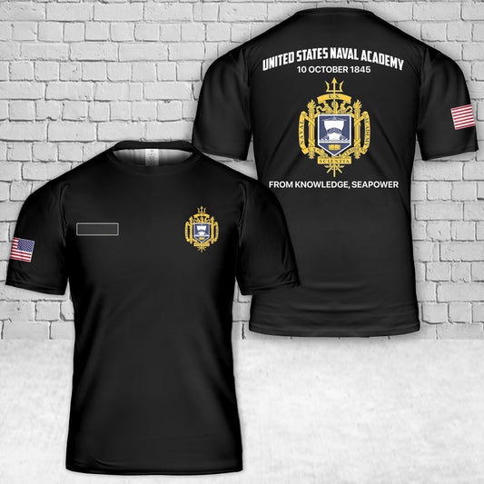 Custom Name United States Naval Academy (USNA) T-Shirt 3D