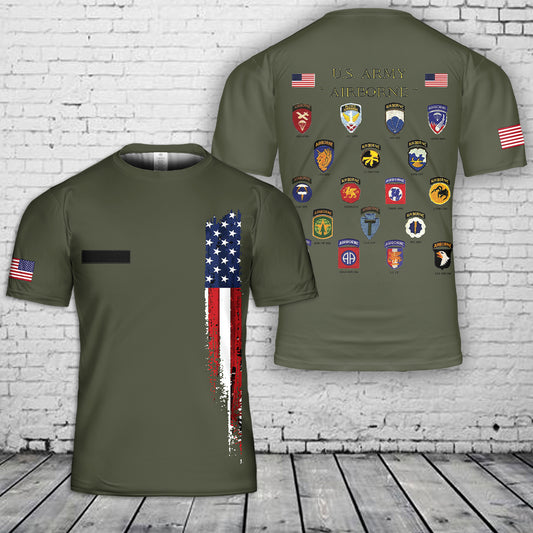 Custom Name  Us Army Airborne Units T-Shirt 3D