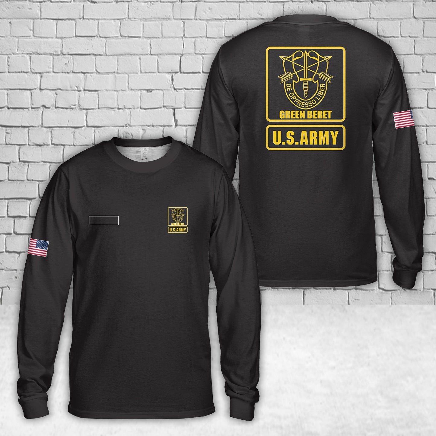Custom Name Us Army Green Beret Special Force AOP Long Sleeve Shirt