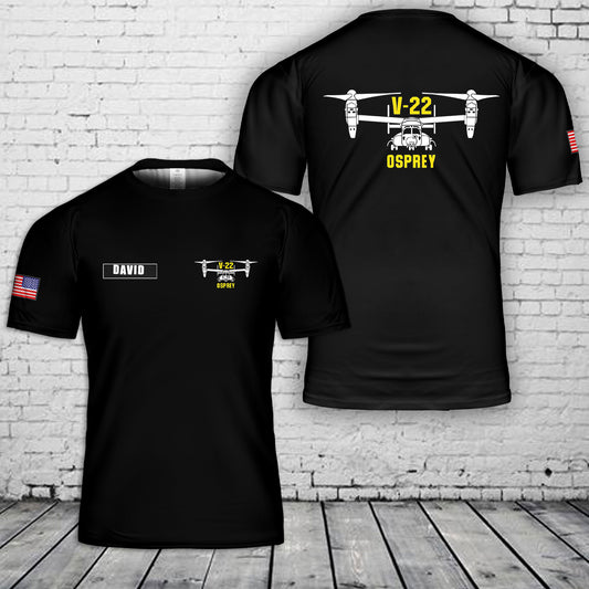 Custom Name V-22 Osprey Aircraft 3D T-Shirt