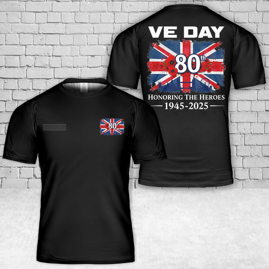 Custom Name VE Day 2025 Flag 80th anniversary T-Shirt 3D