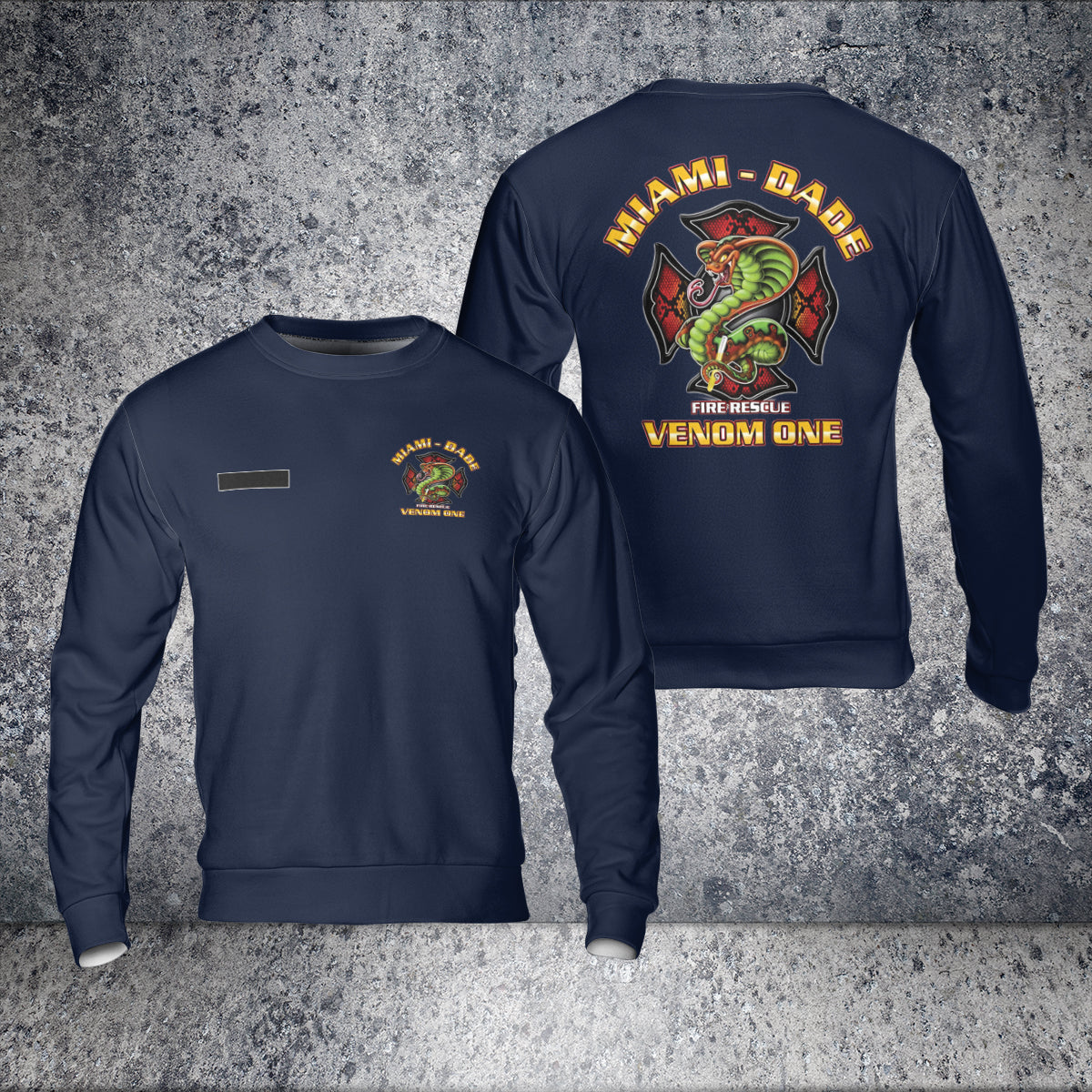 Custom Name One - Fire Rescue, Miami Dade AOP Sweatshirt (Lightweight)