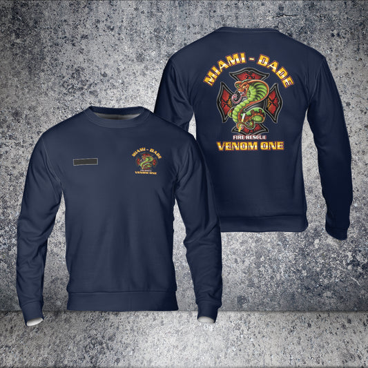 Custom Name One - Fire Rescue, Miami Dade AOP Sweatshirt (Lightweight)
