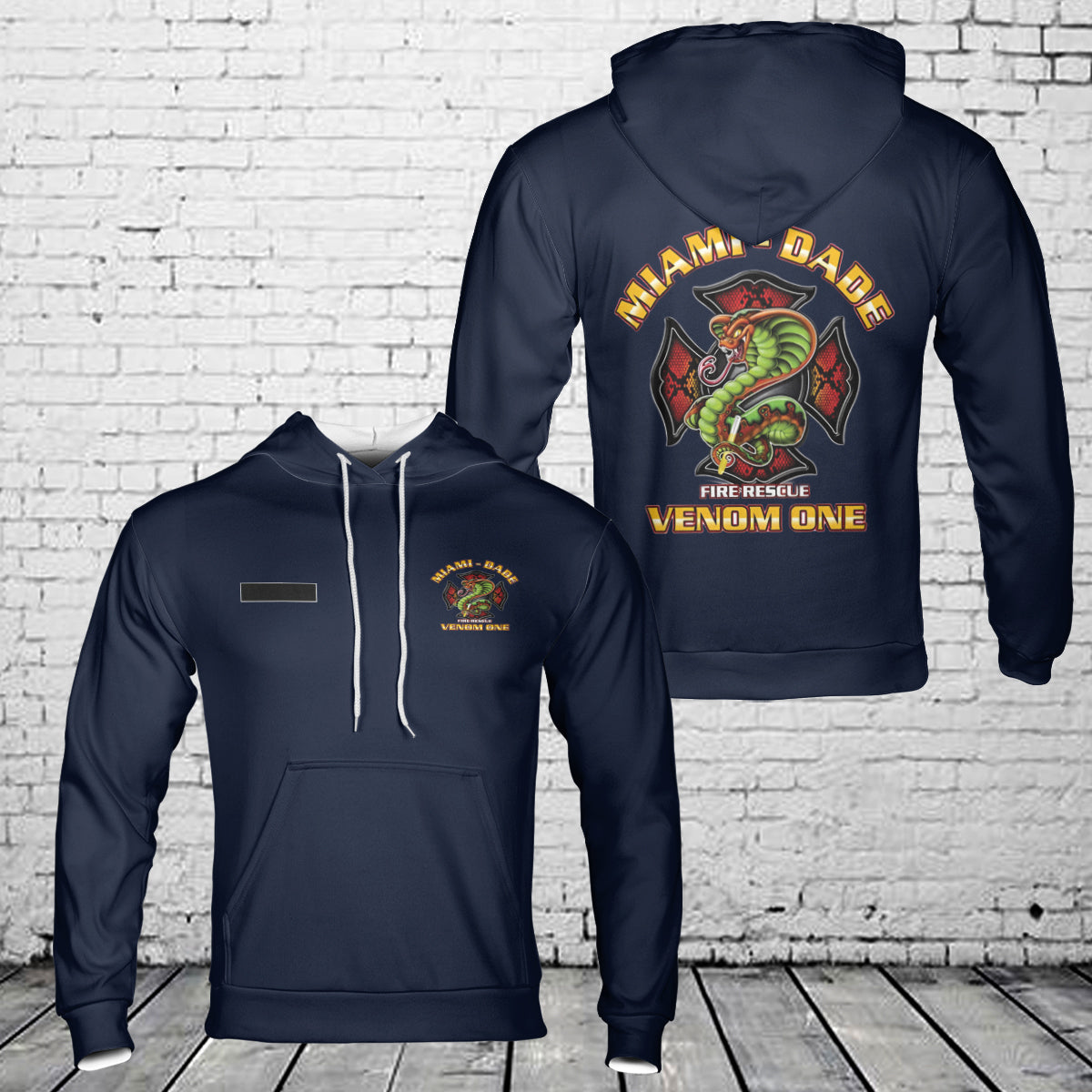 Custom Name Venom One - Fire Rescue, Miami Dade Hoodie 3D