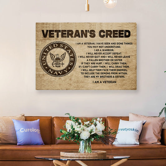 Custom Name Veteran US Navy Canvas