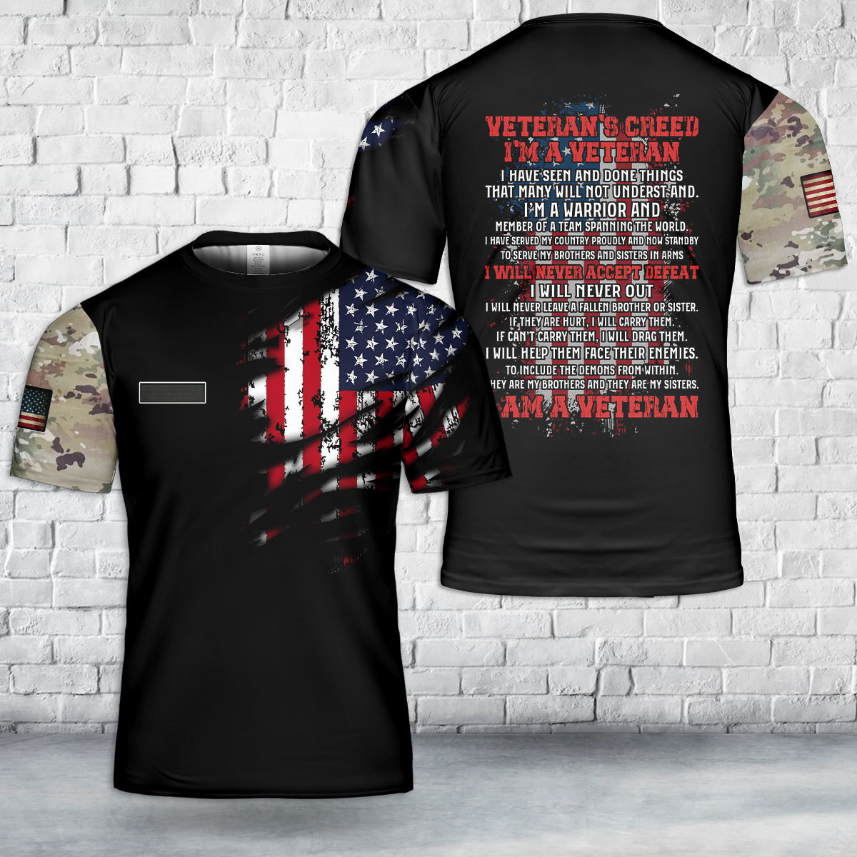 Custom Name Veteran's Creed I'm A Veteran America T-Shirt 3D
