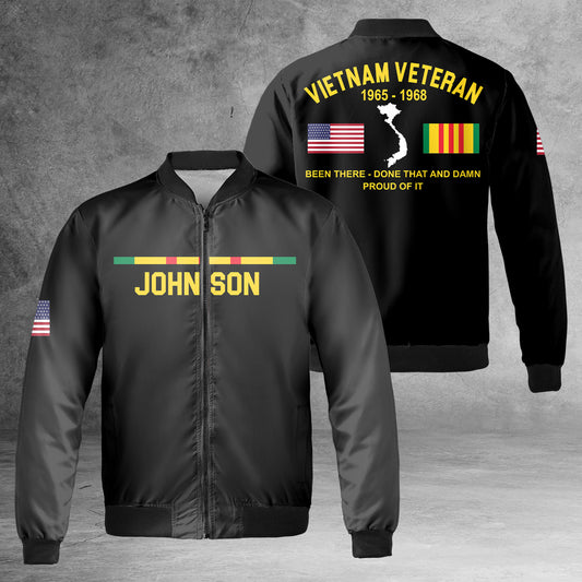 Custom Name Vietnam Veteran AOP Fleece Bomber Jacket