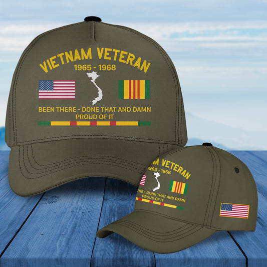 Custom Name Vietnam Veteran Been There Done That and Damn Proud Of It Baseball Cap