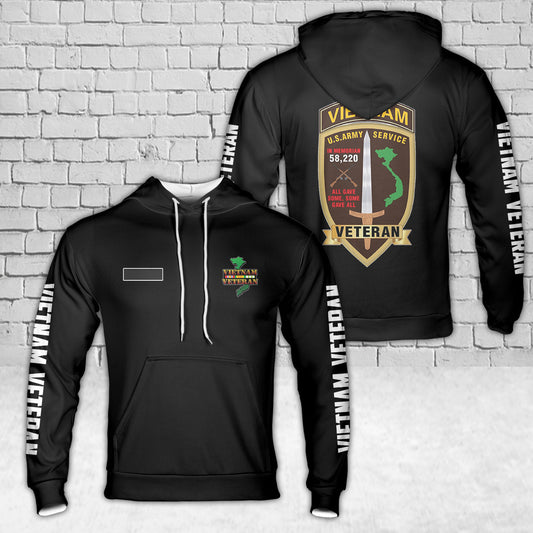 Custom Name Vietnam Veteran Hoodie 3D