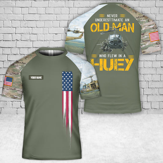 Custom Name Vietnam Veteran in HUEY 3D T-Shirt
