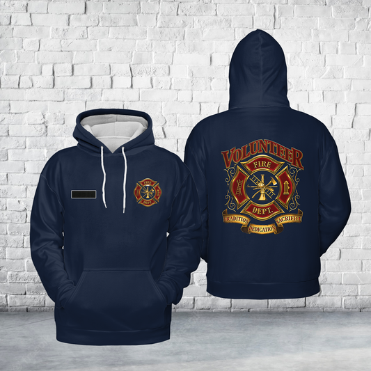 Custom Name Volunteer Firefighter Hoodie 3D