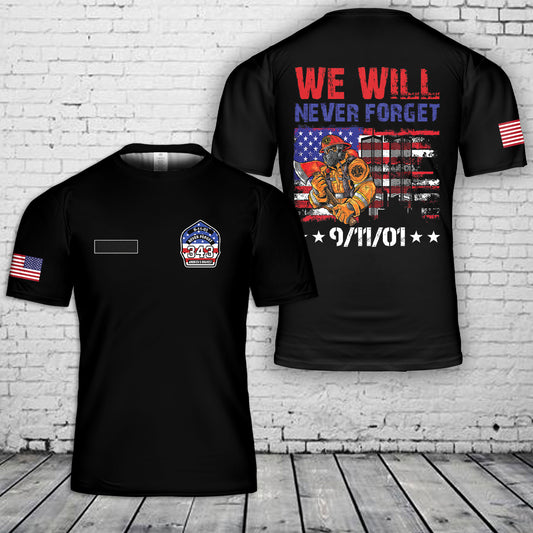 Custom Name We Will Never Forget 9/11 T-Shirt 3D