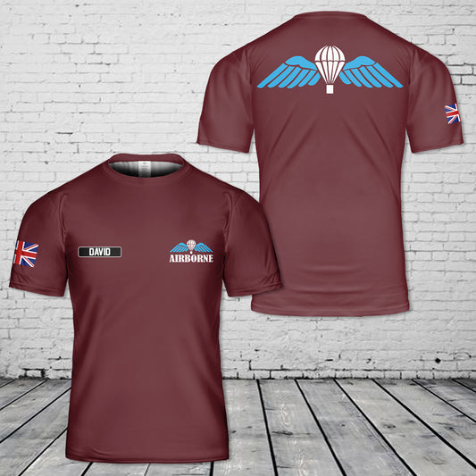 Custom Name  AIRBORNE WINGS PARACHUTE  British Army 16 Air Assault Brigade Combat Team 3D T-Shirt