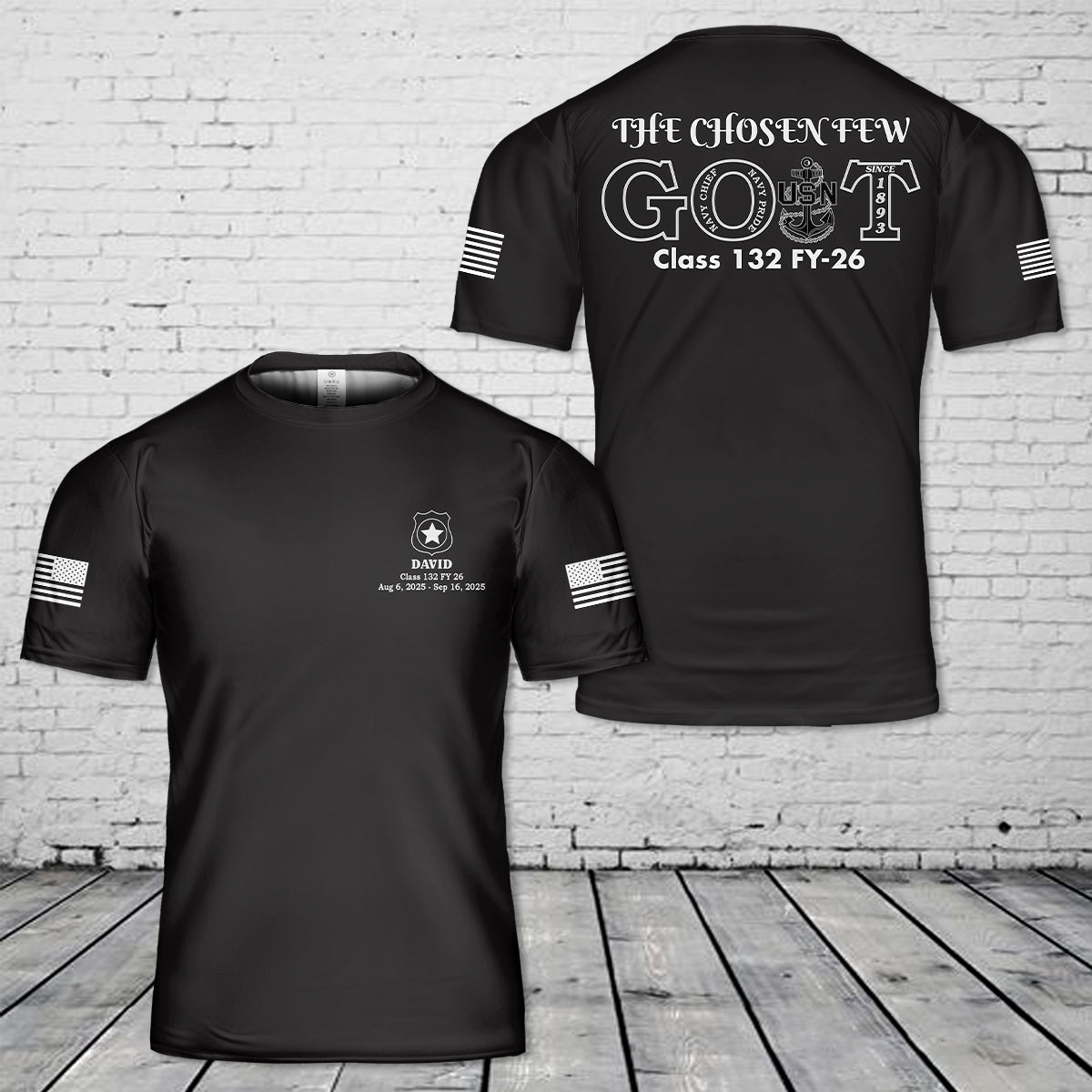 Custom Name, Class & Time US Navy GOAT 3D T-Shirt