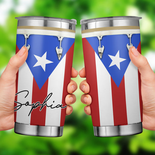 Custom Name  Drum Puerto Rico Flag Tumbler 20oz