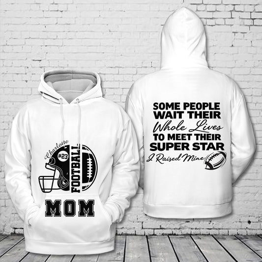 Custom Name & Number Football Mom 3D Hoodie