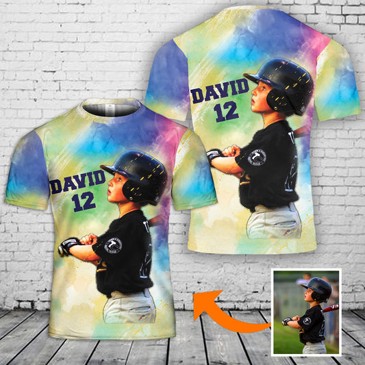 Custom Name, Number & Image Baseball T-Shirt 3D
