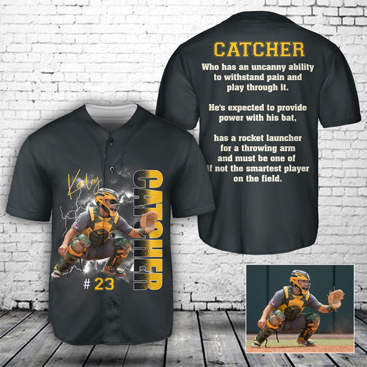Custom Name, Number & Picture Baseball Catcher Baseball Jersey