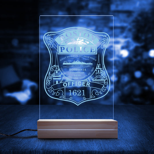 Custom Name, Rank And Number Boston, Massachusetts, Boston Police Department (BPD) Photo Night Light