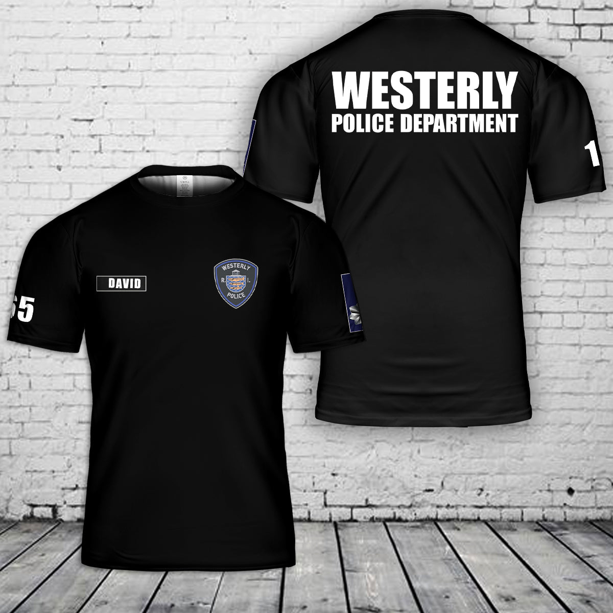 Custom Name, Rank And Number Westerly Police Department, Rhode Island 3D T-Shirt