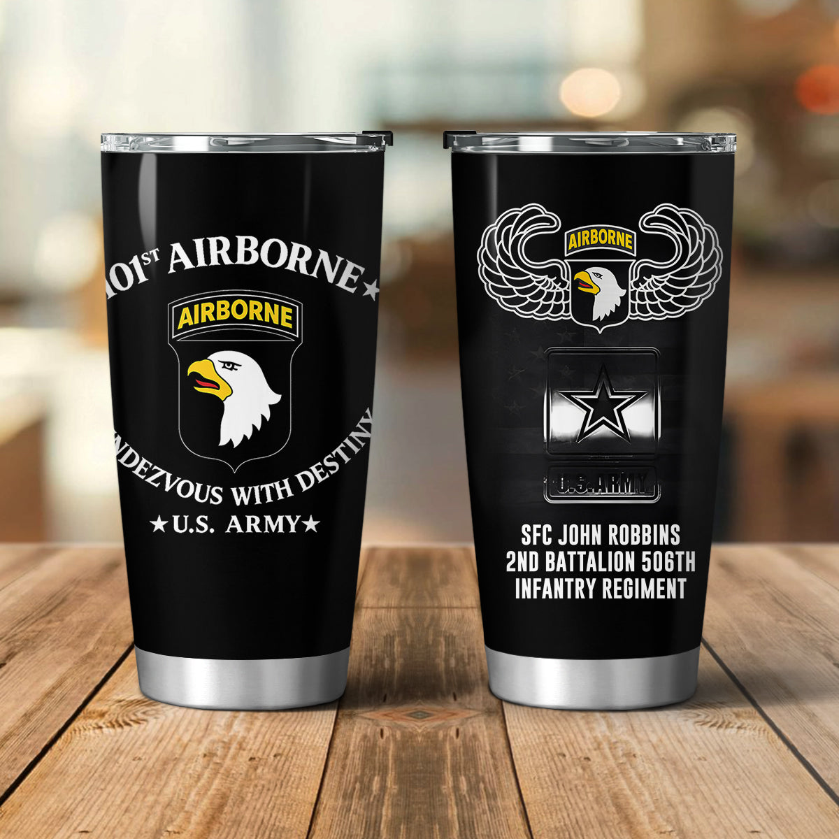 Custom Name, Rank & Unit US Army 101st Airborne Division Tumbler 20oz