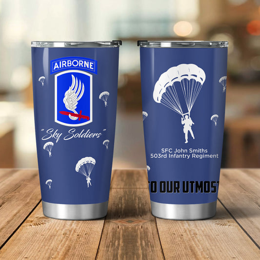 Custom Name, Rank & Unit US Army 173rd Airborne Brigade Tumbler 20oz