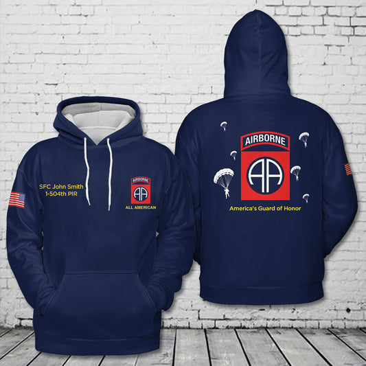 Custom Name, Rank & Unit US Army 82nd Airborne 3D Hoodie