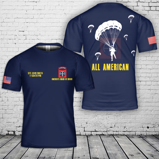 Custom Name, Rank & Unit US Army 82nd Airborne 3D T-Shirt
