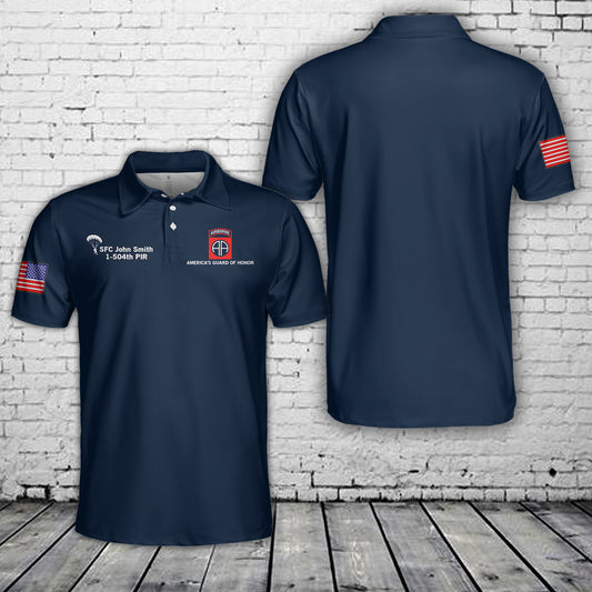 Custom Name, Rank & Unit US Army 82nd Airborne AOP Polo Shirt