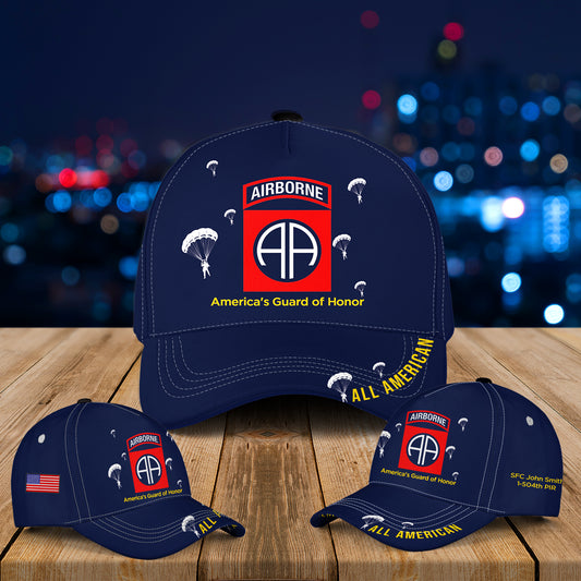 Custom Name, Rank & Unit US Army 82nd Airborne Baseball Cap