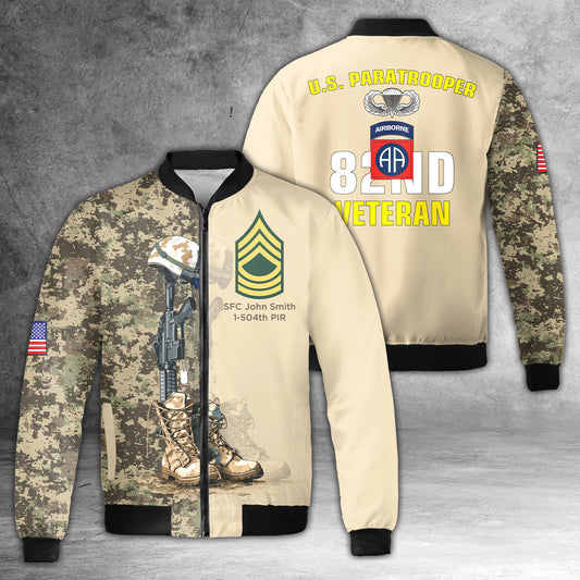 Custom Name, Rank & Unit US Army 82nd Airborne Division Veteran Paratrooper Bomber Jacket