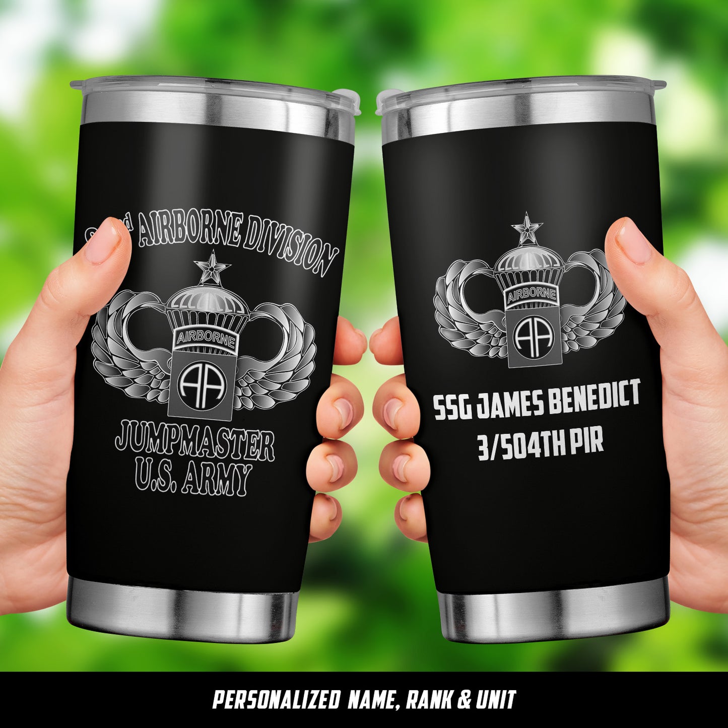 Custom Name, Rank & Unit US Army 82nd Airborne Jumpmaster - Senior Jump Wings Tumbler 20oz DLTT2905PL12
