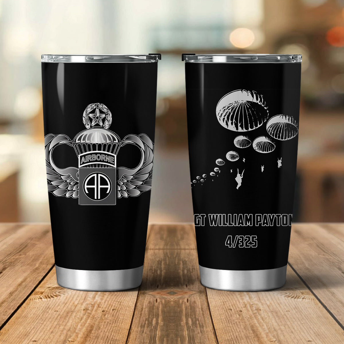 Custom Name, Rank & Unit US Army 82nd Airborne Jumpmaster Master Jump Wings Paratrooper Tumbler 20oz