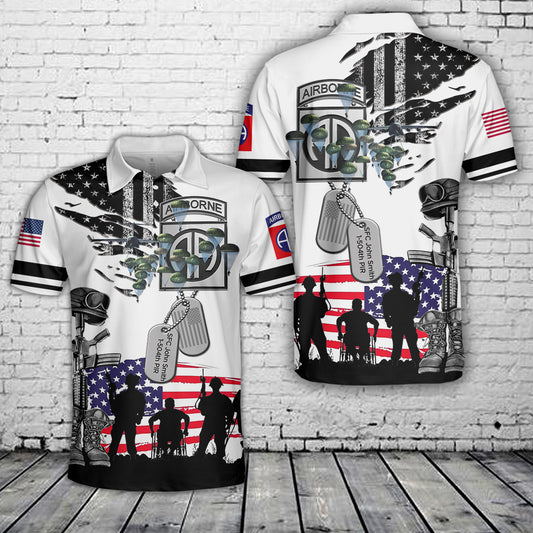 Custom Name, Rank & Unit US Army 82nd Airborne Polo Shirt