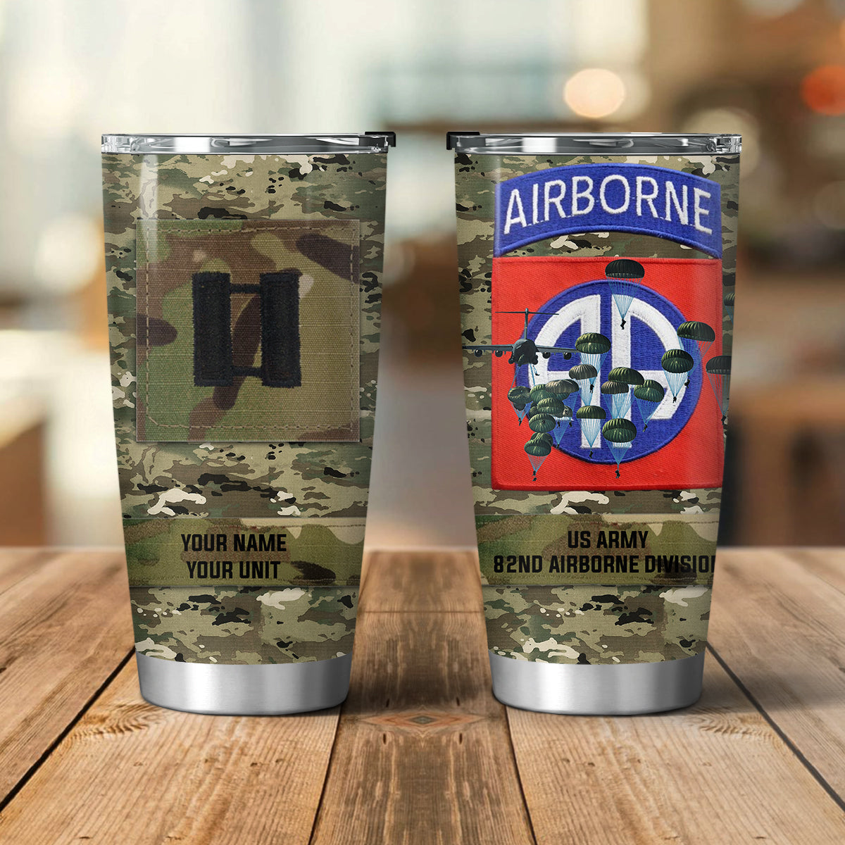 Custom Name, Rank & Unit US Army 82nd Airborne Tumbler 20oz
