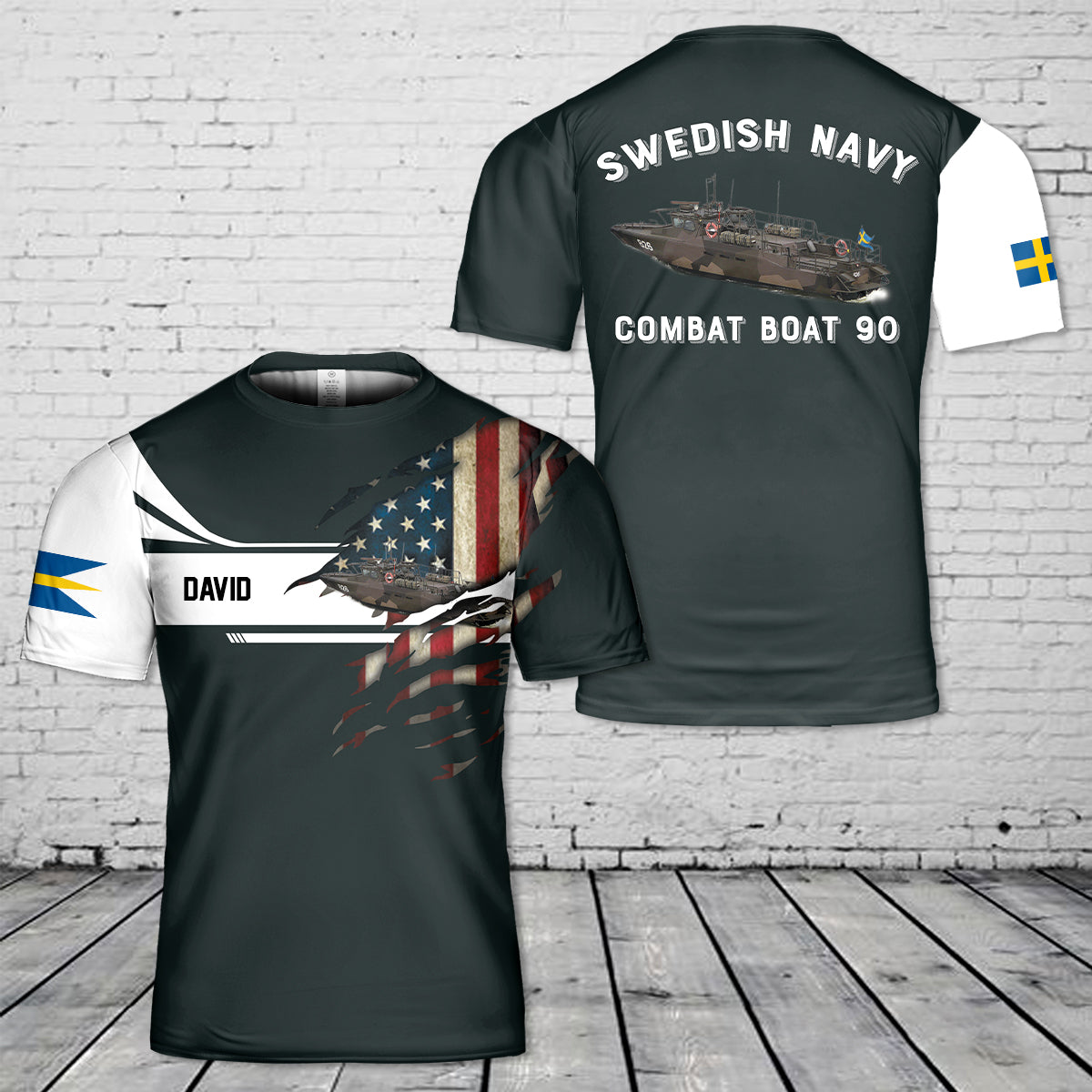 Custom Name  Swedish Navy Swedish Combat Boat 90 (CB 90) 3D T-Shirt
