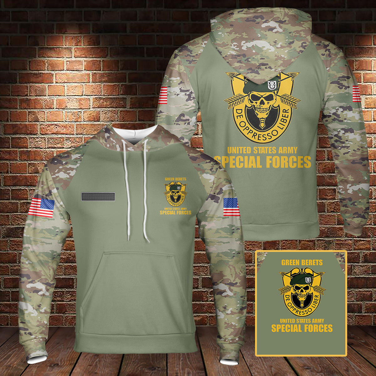 Custom Name US Army Green Beret Special Forces Hoodie 3D