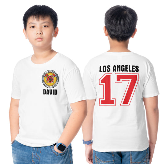 Custom Name & Age, Fire Department Youth T-shirt Gildan 5000B (Made in US) NLMP3105PT05