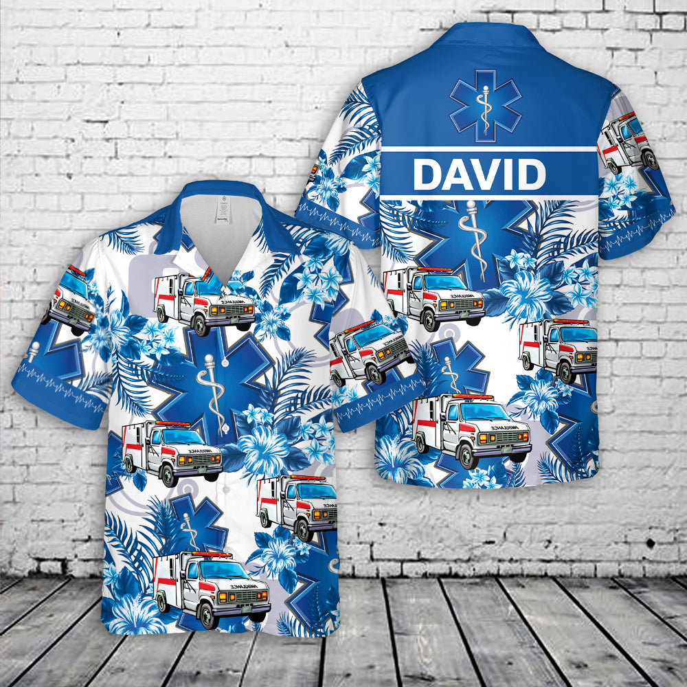 Custom Name & Ambulance Hawaiian Shirt