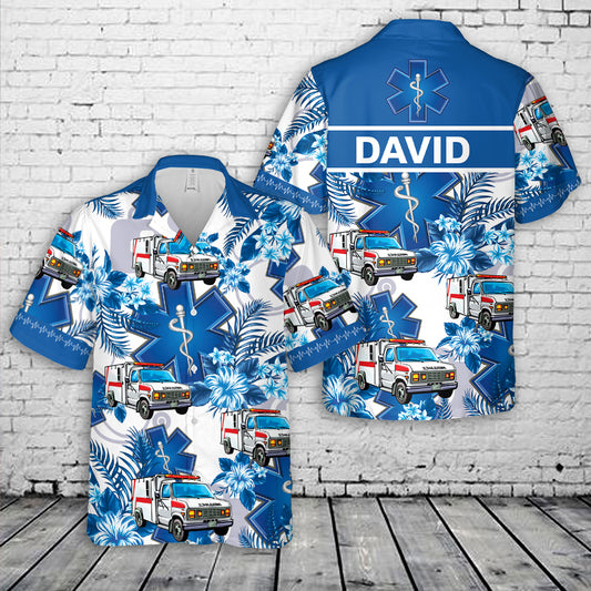 Custom Name & Ambulance Hawaiian Shirt