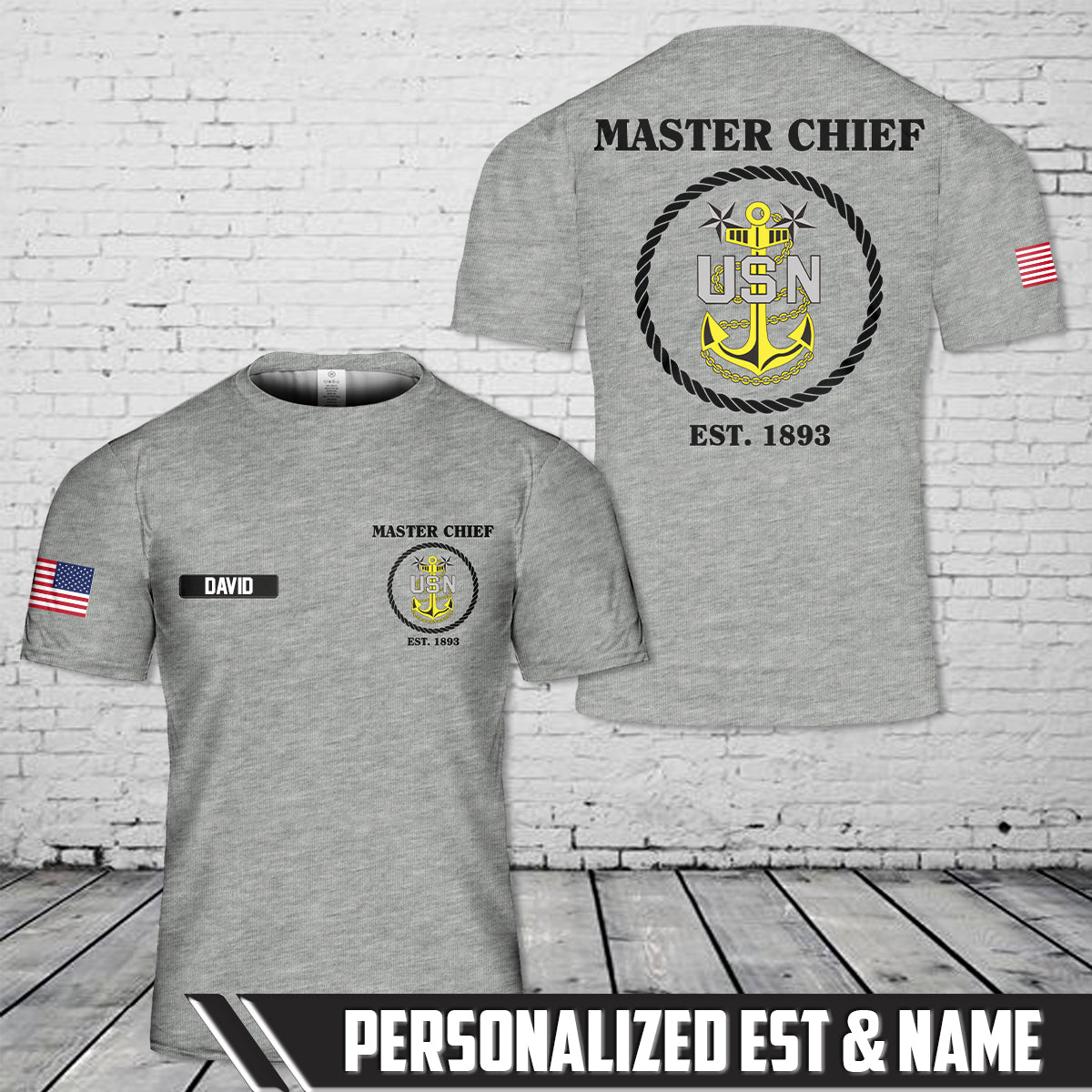 Custom Name & EST. US Navy Master Chief 3D T-Shirt