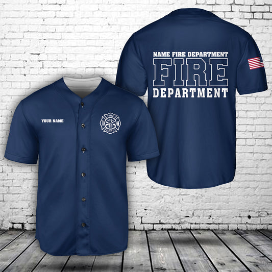Custom Name & Fire Department Baseball Jersey