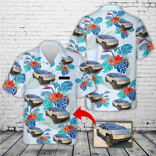 Custom Name & Image Tesla Cybertruck Hawaiian Shirt